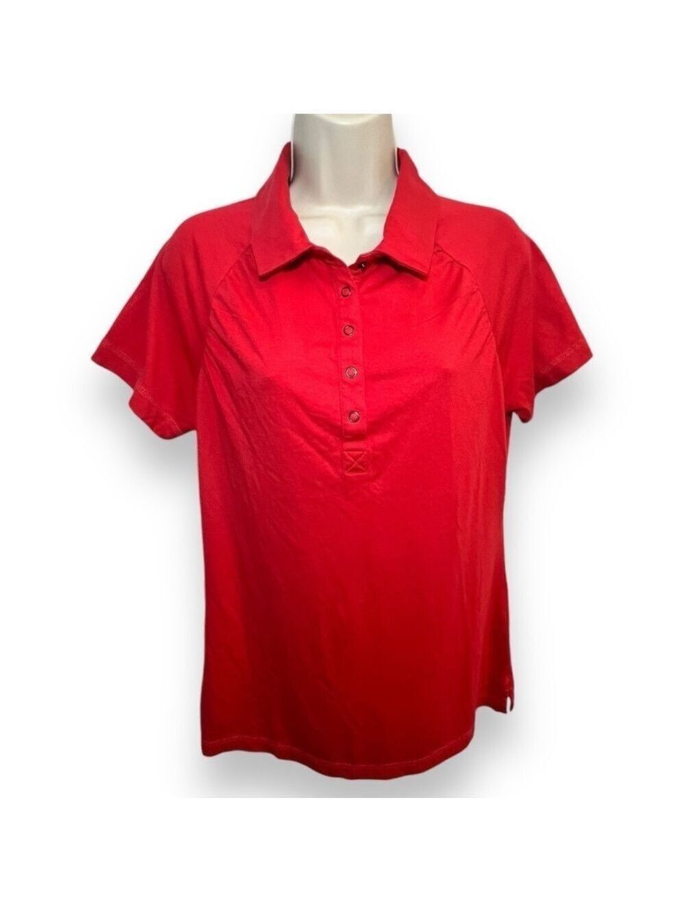 Cabela’s Women’s Snap Button Short Sleeve Polo Shirt Red Size Medium